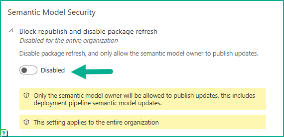 Block republish and disable package refresh setting