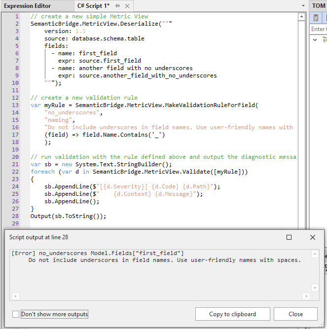 output from one field violating the validation rule