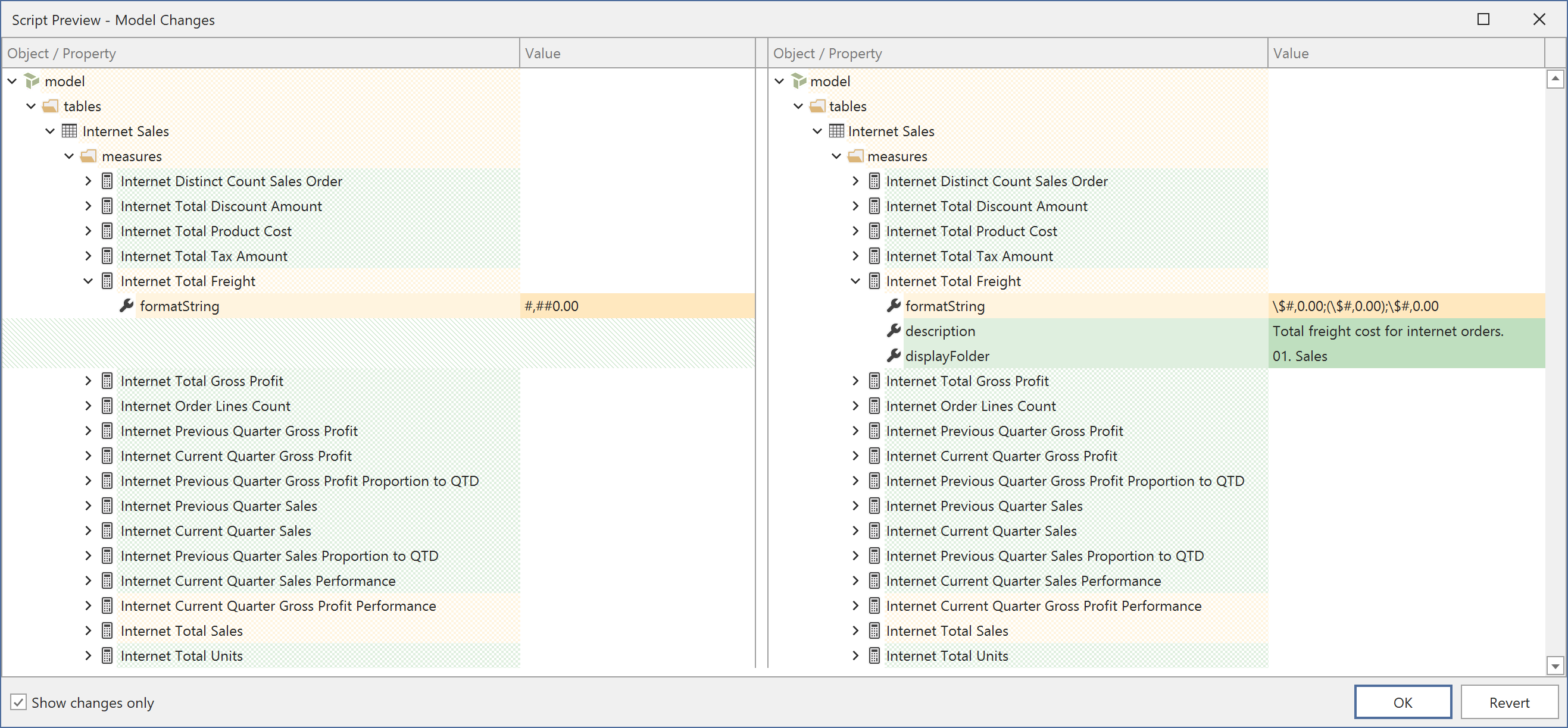 Script Preview - Model Changes